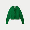 Gilet court nou&eacute; vert fonc&eacute; femme