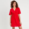 Robe évasée taille élastiquée rouge femme