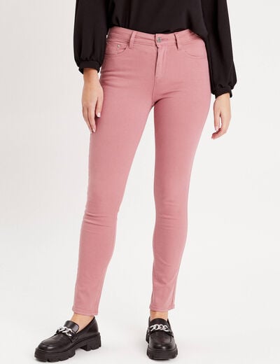 Jeans slim 5 poches vieux rose femme