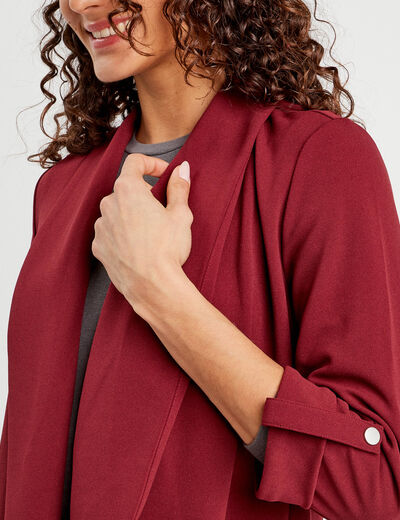 Veste blazer manches 3/4 bordeaux femme