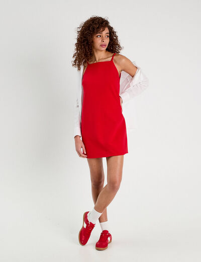 Robe droite bretelles fines rouge femme