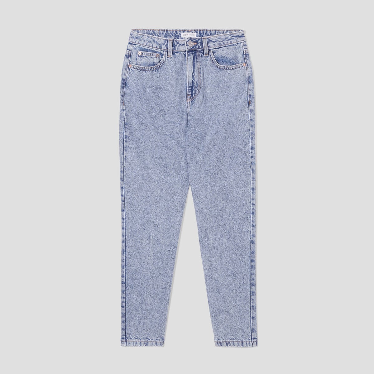 Jeans mom taille haute denim bleach femme