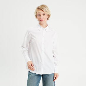 chemise manches longues clous ecru femme Chemise manches longues clous ecru femme
