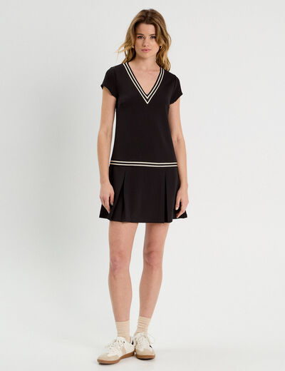Robe évasée avec bandes noir femme