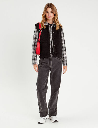 Veste droite boutonnée gris femme
