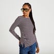 Top ajust&eacute; manches longues col rond marron femme