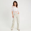 Blouse dentelle nouée blanc femme