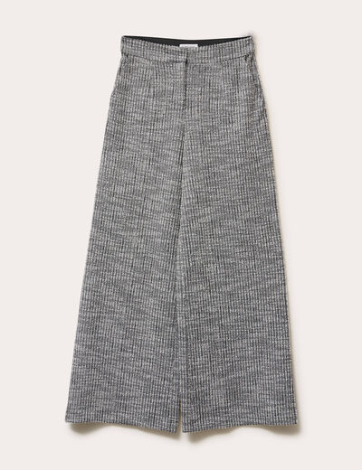 Pantalon large en tweed gris femme