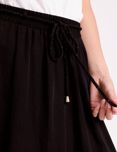 Jupe longue &eacute;vas&eacute;e satin noir femme