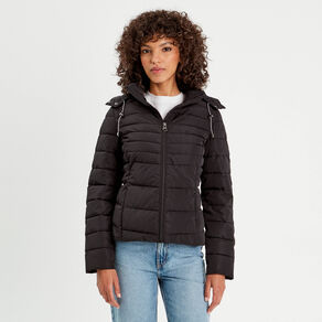 doudoune ajustee a capuche noir femme Doudoune ajustée à capuche noir femme