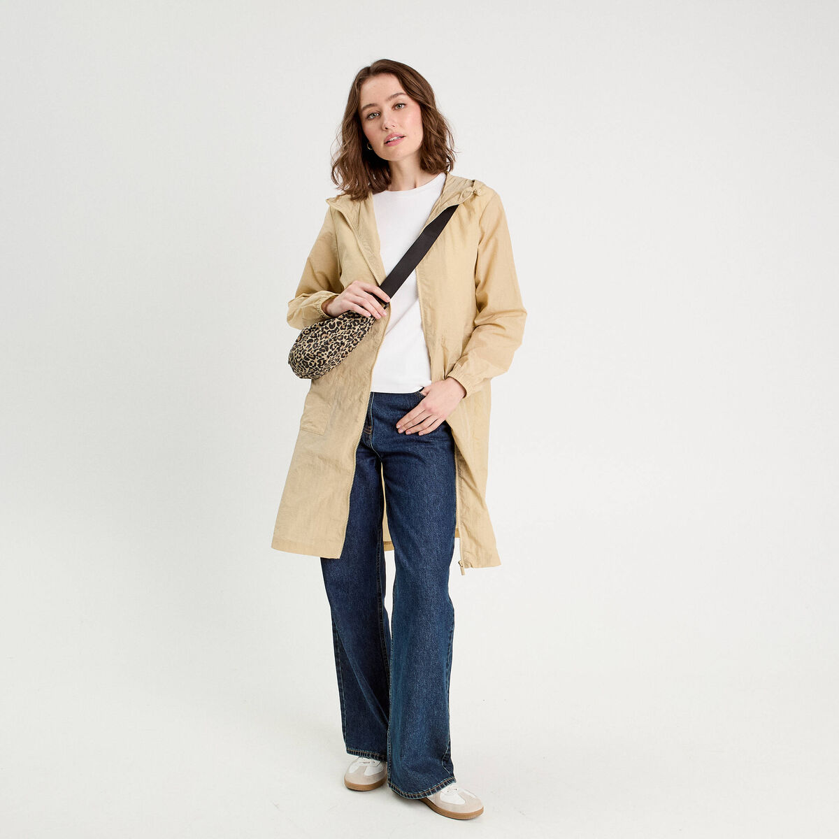 Parka d&eacute;perlante 2-en-1 avec pochette vert kaki femme
