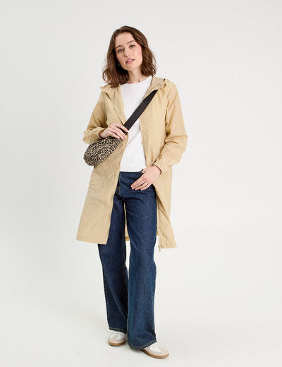 Parka déperlante 2-en-1 avec pochette vert kaki femme