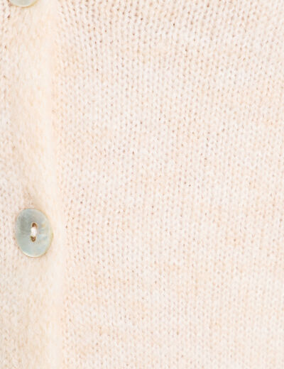 Gilet boutonn&eacute; avec col en V sable femme