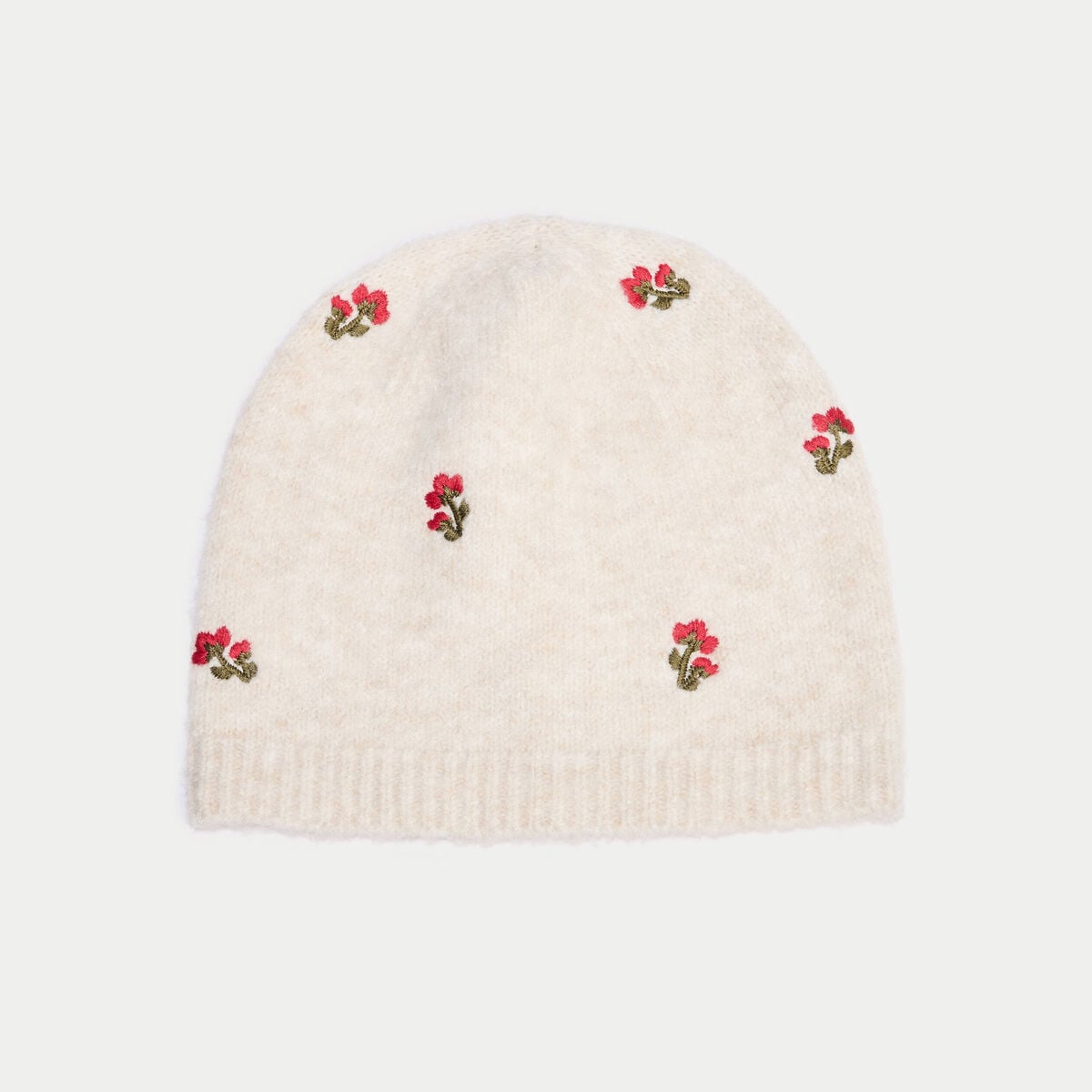 Bonnet avec broderie ecru femme