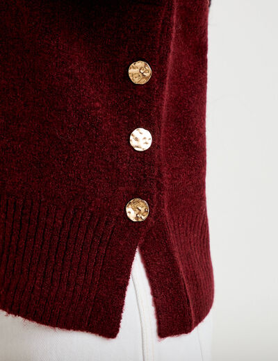 Pull manches longues bordeaux femme