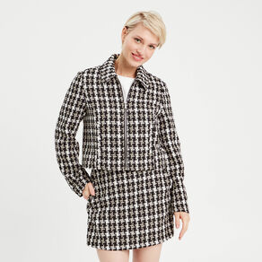 Veste zippée tweed noir femme