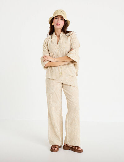Pantalon large taille standard beige moyen femme