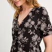 Robe évasée manches courtes noir femme