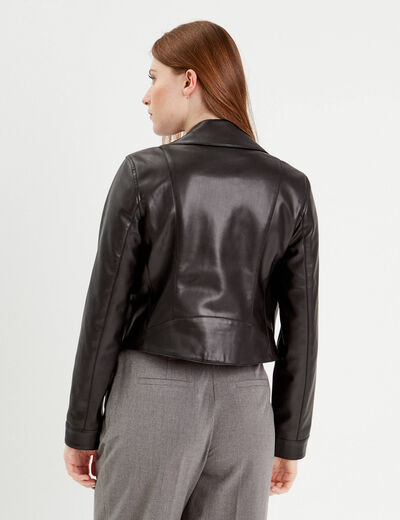 Veste biker simili cuir noir femme