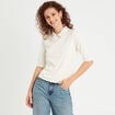 T-shirt col bijoux ecru femme