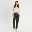 Pull manches longues col en V ecru femme