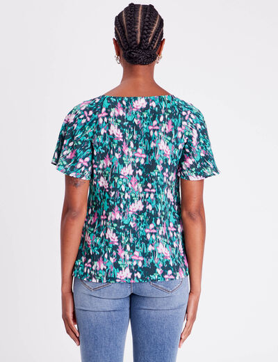 Blouse manches courtes vert femme