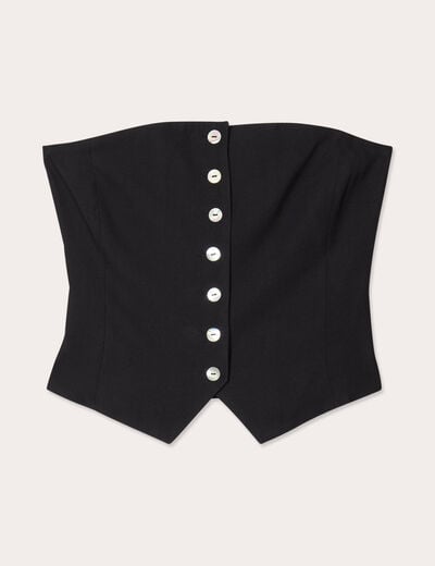 Bustier cintré boutons noir femme