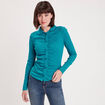 T-shirt côtelé avec fronces bleu femme