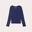 T-shirt uni à manches longues bleu foncé femme