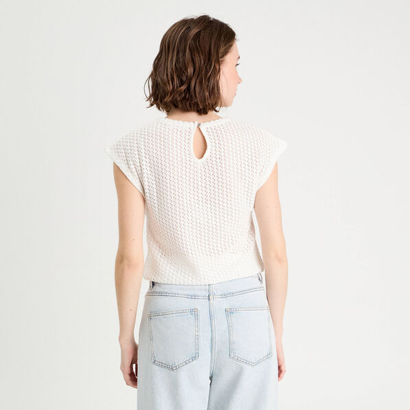 debardeur ajoure ecru femme Débardeur ajouré ecru femme