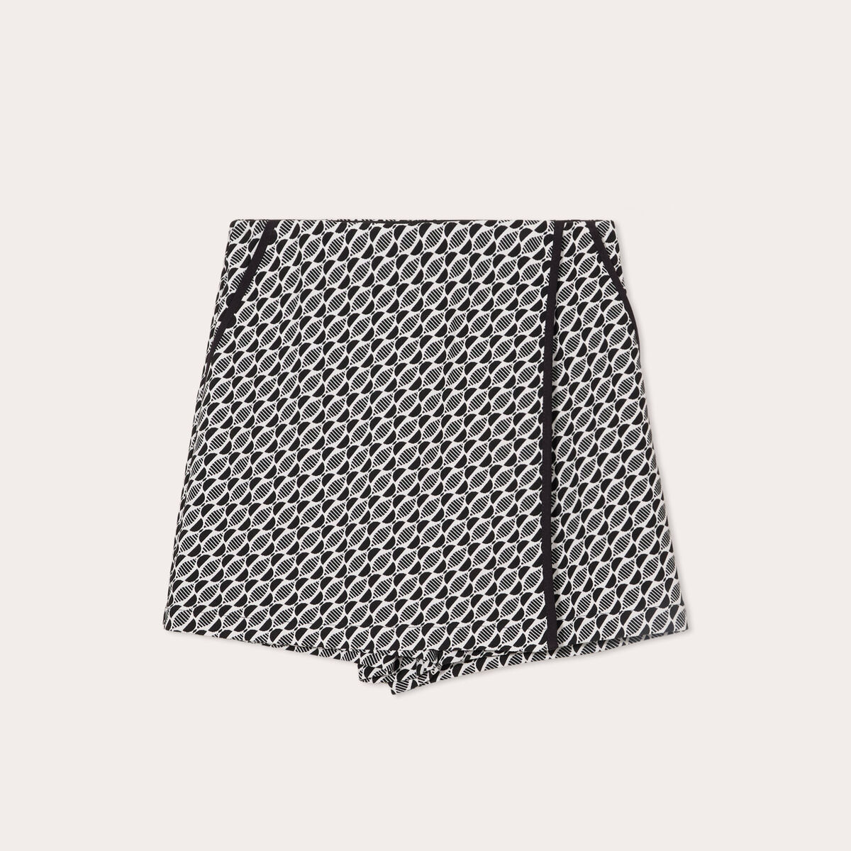 Jupe-short droite stretch noir femme