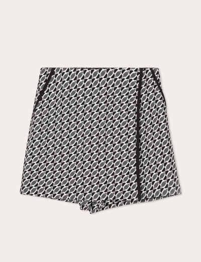 Jupe-short droite stretch noir femme