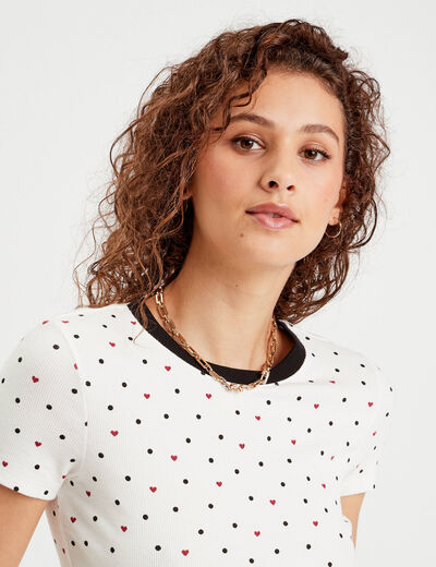 T-shirt ajusté manches courtes blanc femme