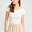 Robe longue évasée 2-en-1 beige femme