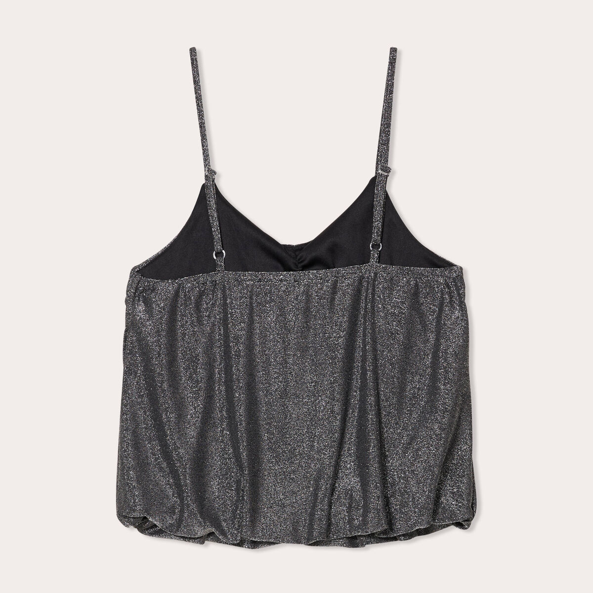 Débardeur effet boule gris argent femme