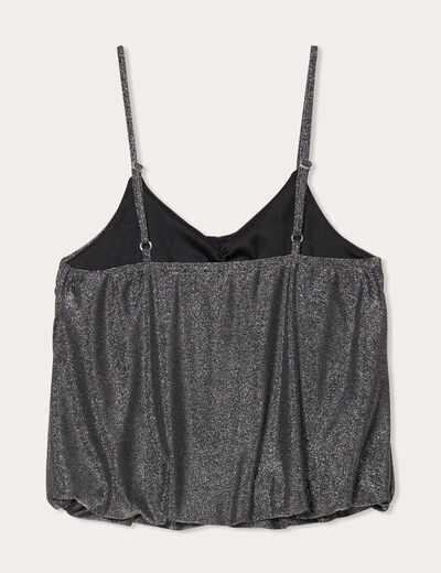 Débardeur effet boule gris argent femme