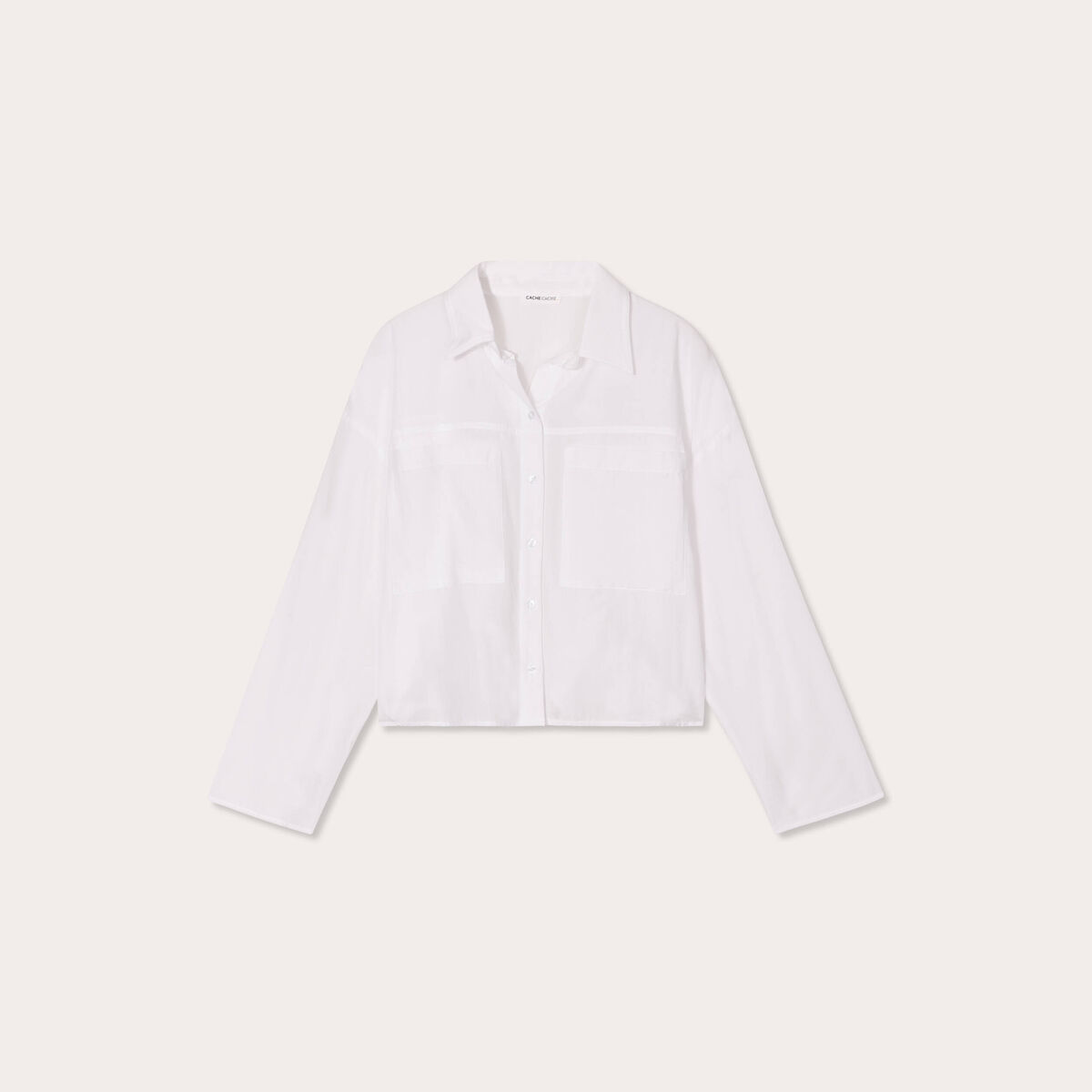 Chemise manches longues poches ecru femme
