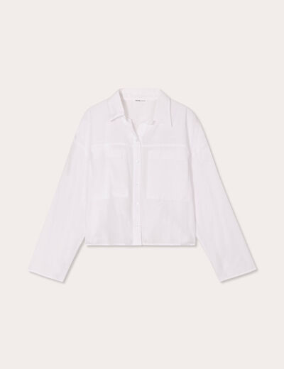 Chemise manches longues poches ecru femme