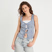 Débardeur avec noeuds bleu gris femme