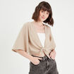 Blouse manches 3/4 nouée beige femme