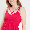 Robe évasée fluide plumetis rose fushia femme