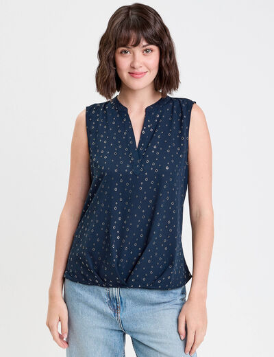 Blouse sans manches bleu marine femme