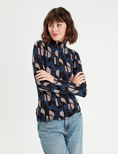 T-shirt manches longues bleu femme