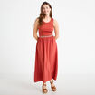 Robe longue effet 2-en-1 vieux rose femme