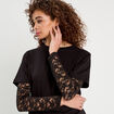 T-shirt oversize 2-en-1 noir femme