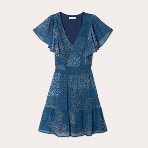 robe evasee taille smockee bleu fonce femme Robe évasée taille smockée bleu foncé femme