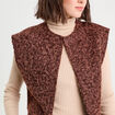 Gilet fausse fourrure marron foncé femme