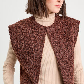 Gilet fausse fourrure marron foncé femme