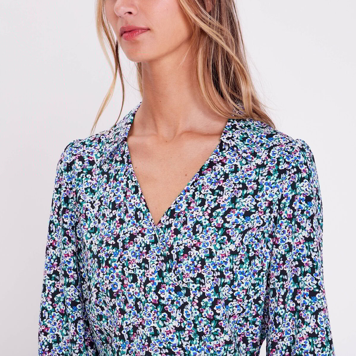 Robe évasée fluide noir femme