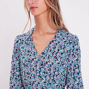 Robe évasée fluide noir femme